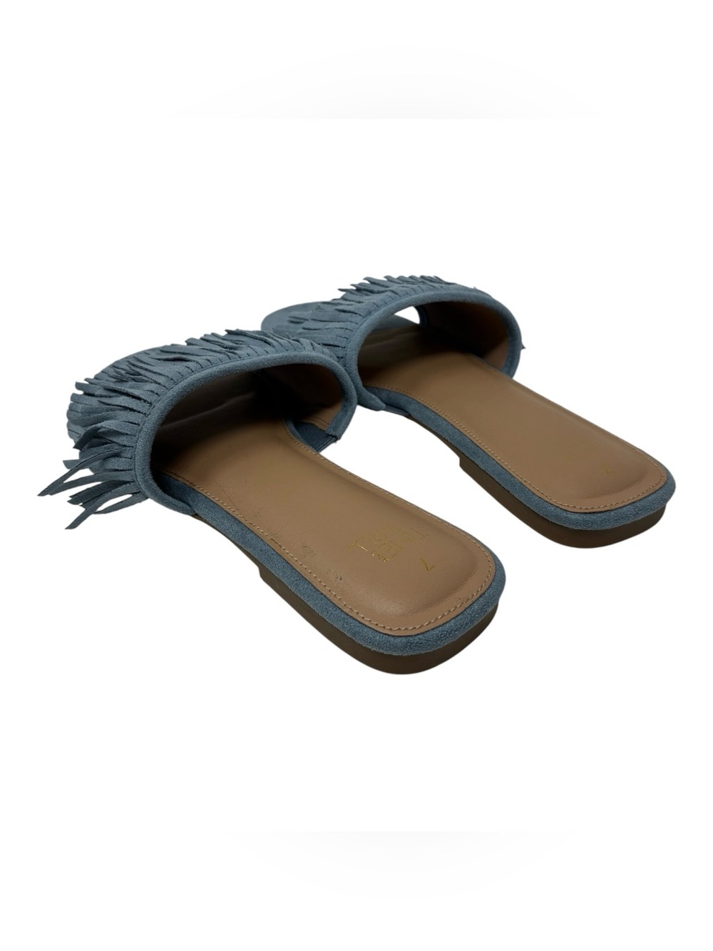 Time and Tru Blue Fringe Slide Sandals Size 7 - Picture 7 of 12